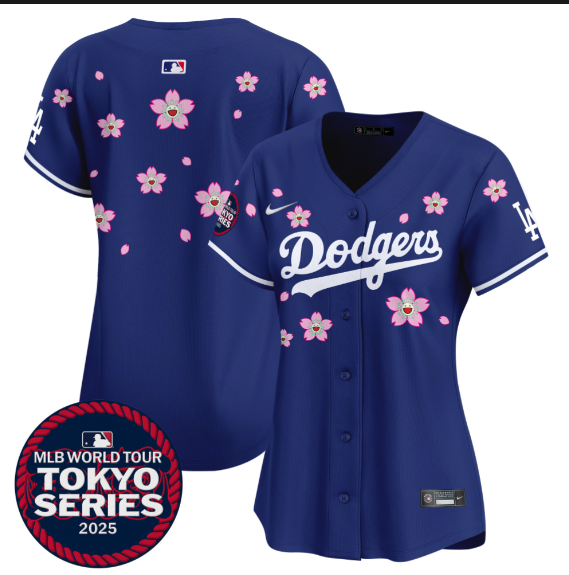 Women Los Angeles Dodgers Tokyo Series 2025 blue blank Limited Stitched Jersey->women mlb jersey->Women Jersey